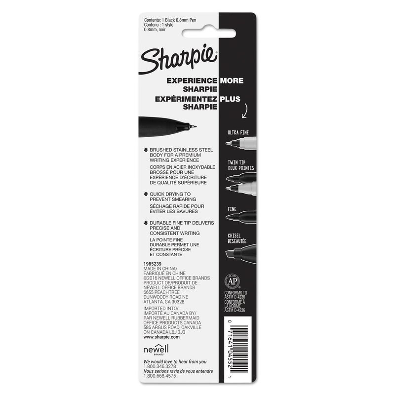 Sharpie Stainless Steel Grip Pen, Fine Point (0.8mm), Black, 1 Count - Image 5
